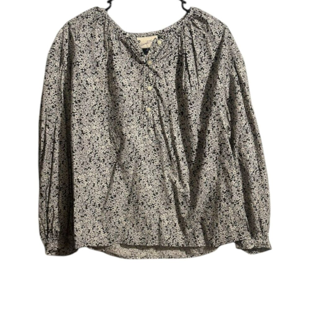 Universal Thread Cream Floral Long Sleeve Peasant Blouse